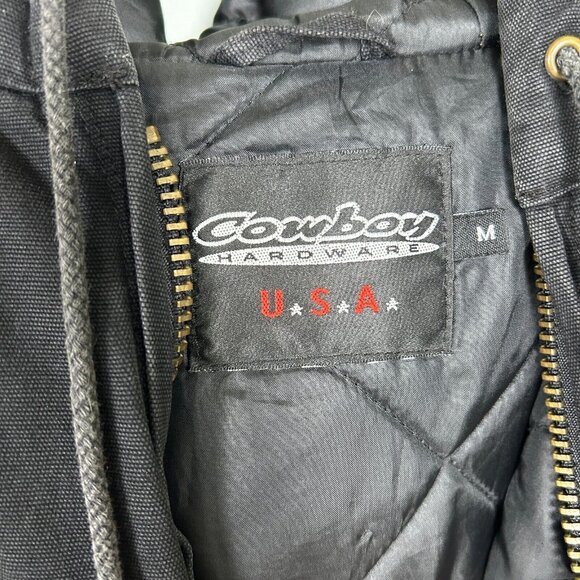 Cowboy Hardware Jacket Mens Medium Black Western Ranching Insulated Full Zip - Picture 5 of 7